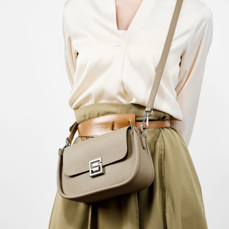 Beige Leather Crossbody Bag