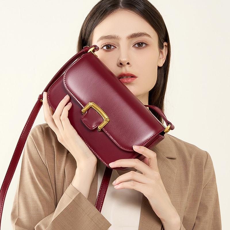 Classic Burgundy Leather Shoulder Bag