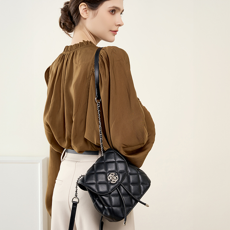 Quilted Black Leather Crossbody Bag