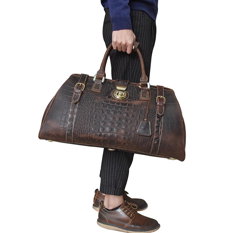 Vintage Leather Travel Duffel Bag
