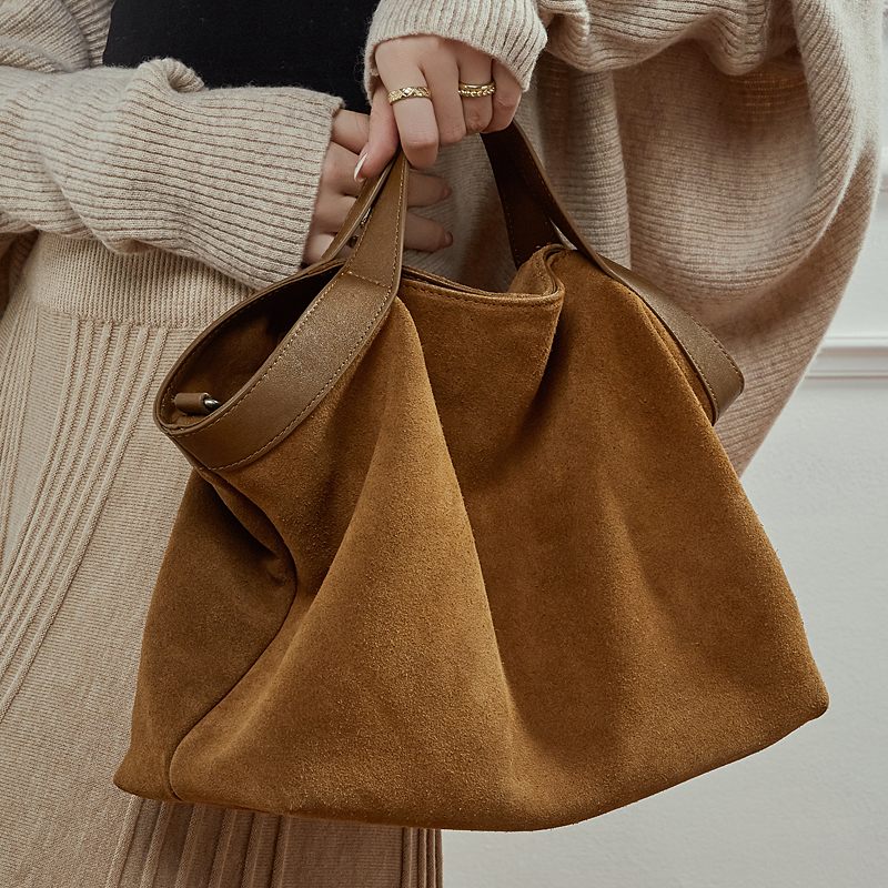 Brown Suede Tote Bag