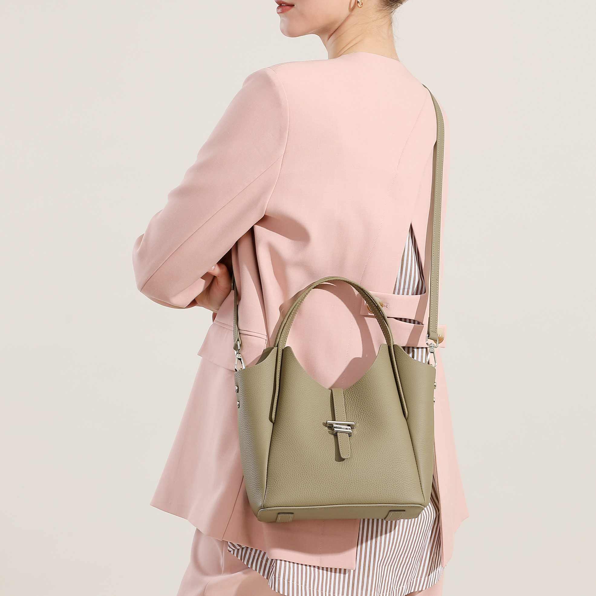 Olive Leather Shoulder Bag