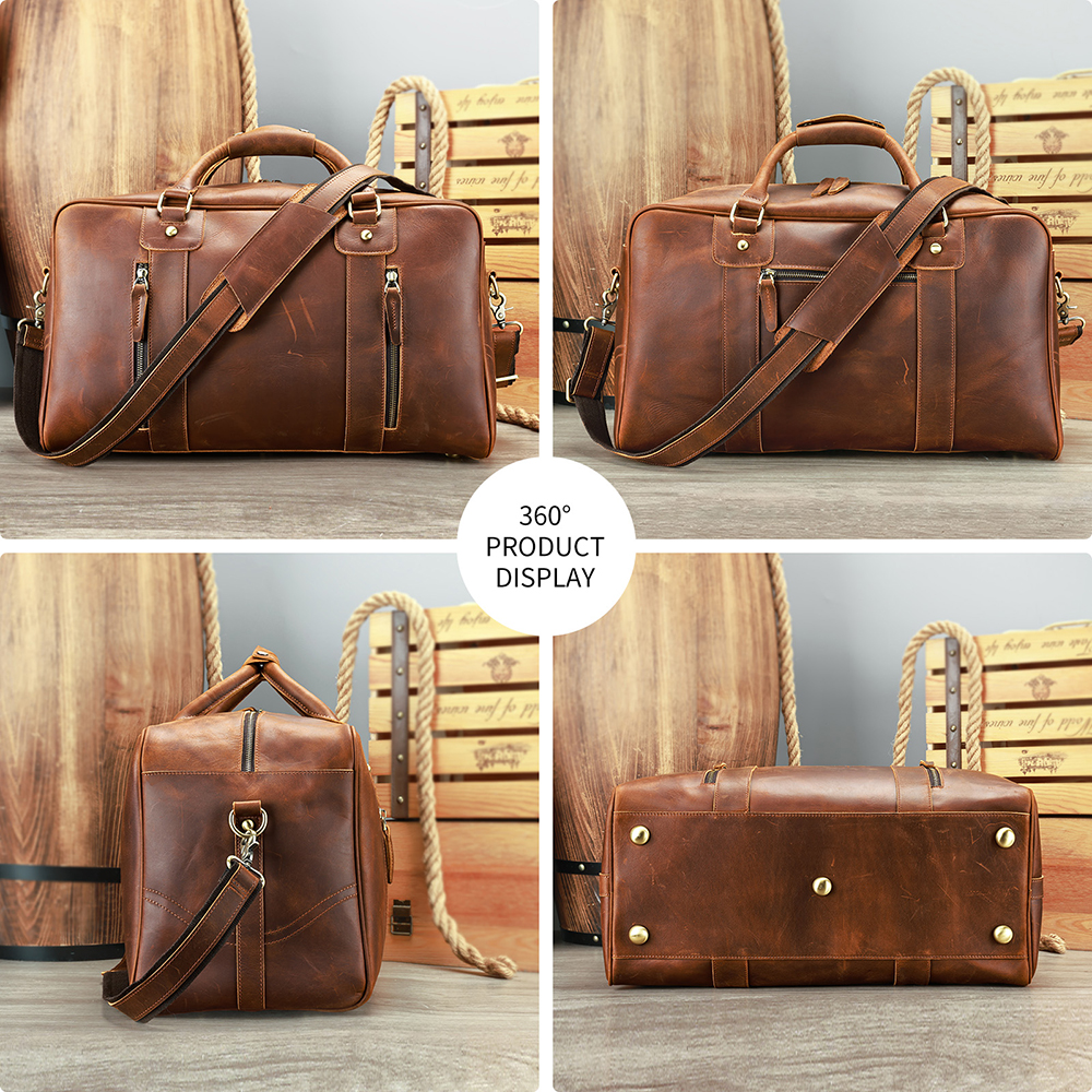 Leather Travel Duffel Bag