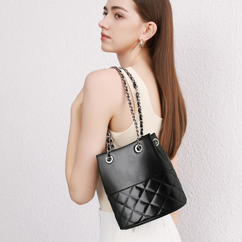 Quilted Leather Bucket Bag