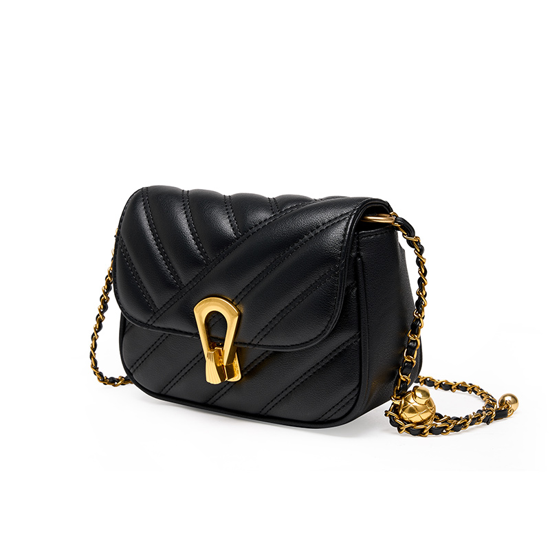 Black Quilted Leather Shoulder Bag
