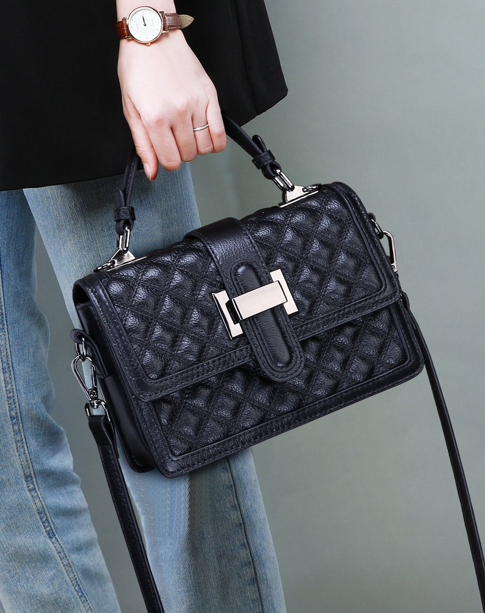 Quilted Black Leather Handbag