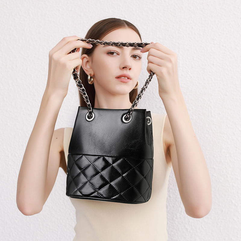 Quilted Leather Bucket Bag