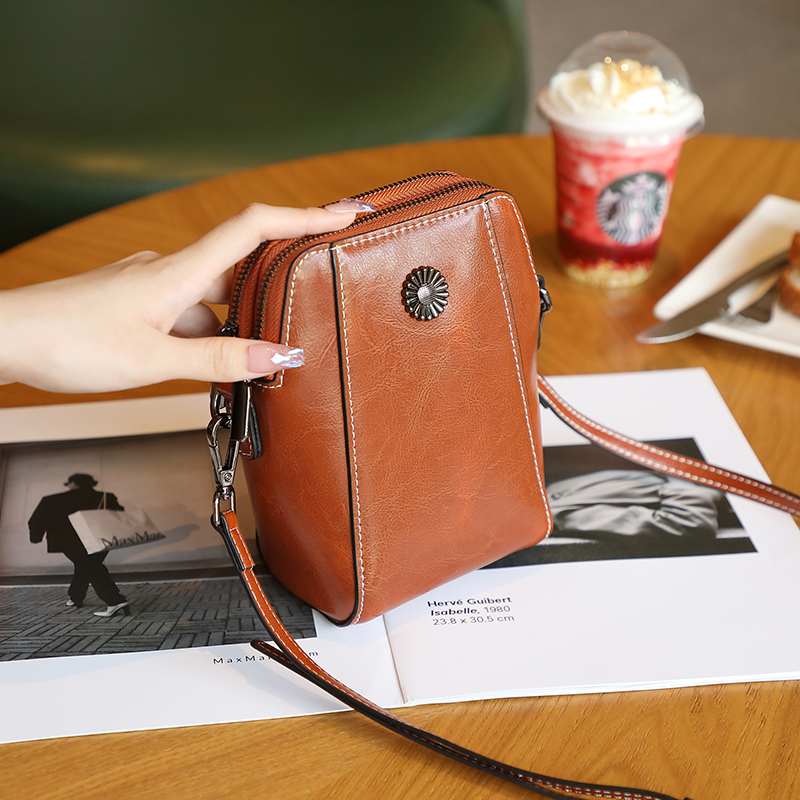 Vintage Brown Leather Crossbody Bag