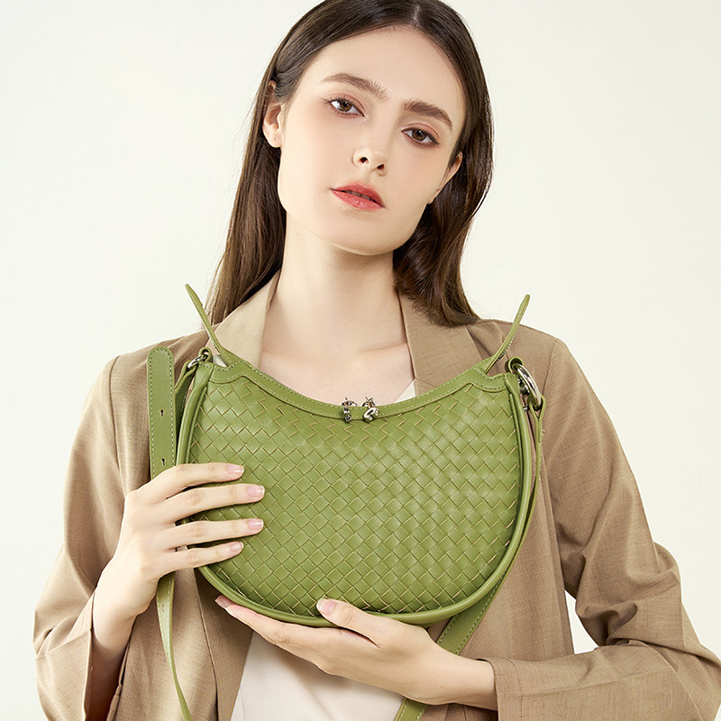 Green Woven Shoulder Bag