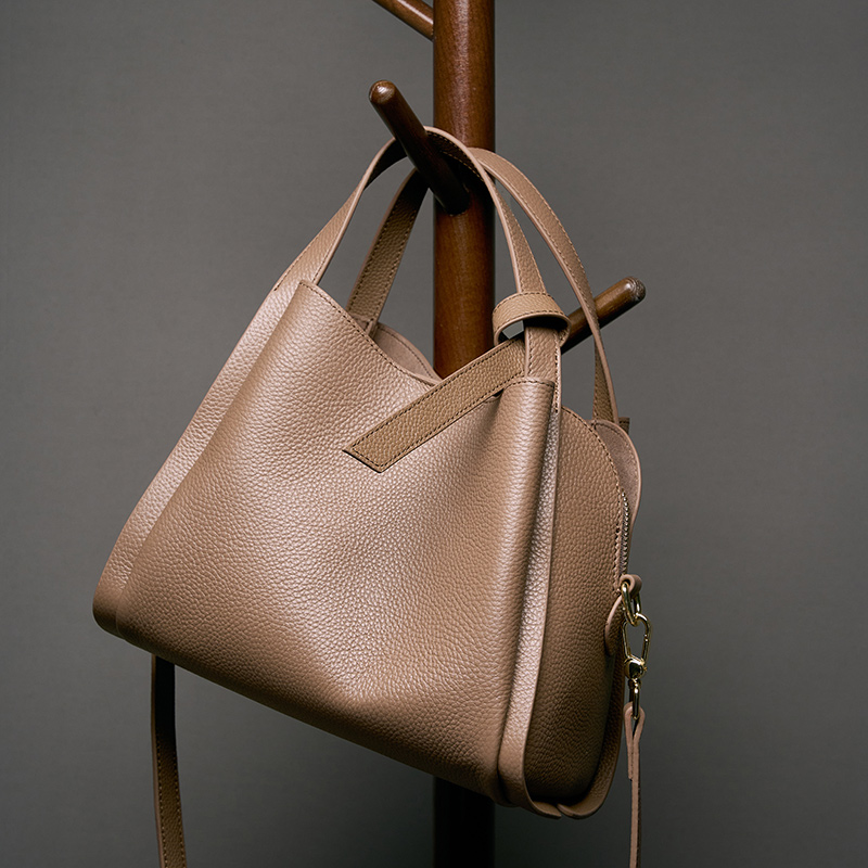 Taupe Leather Tote Bag