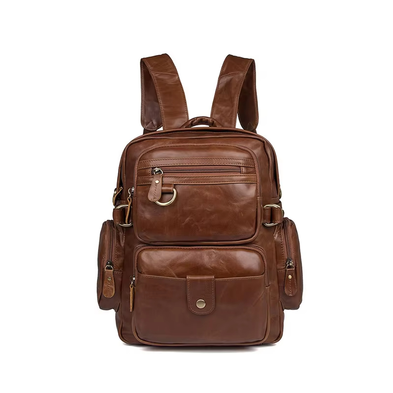 Classic Black Leather Backpack