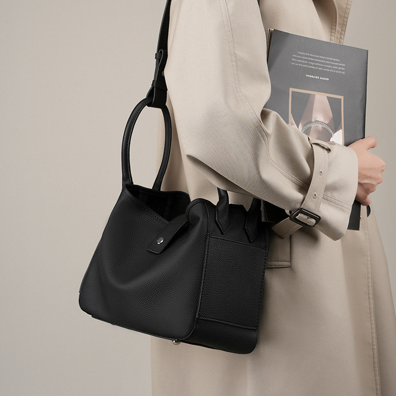 Classic Taupe Leather Handbag