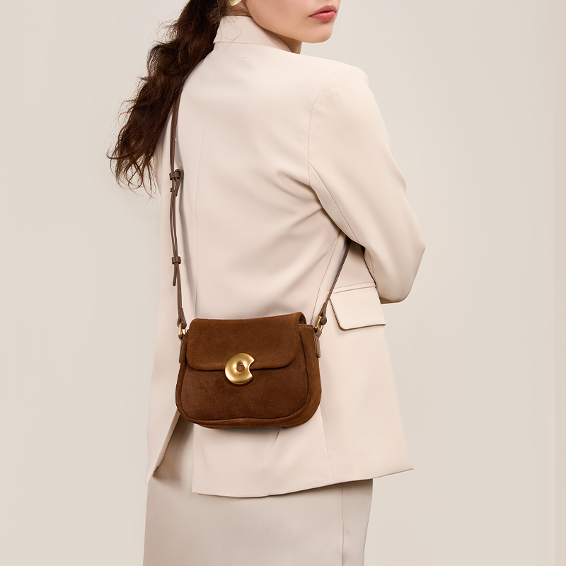 Classic Brown Suede Shoulder Bag