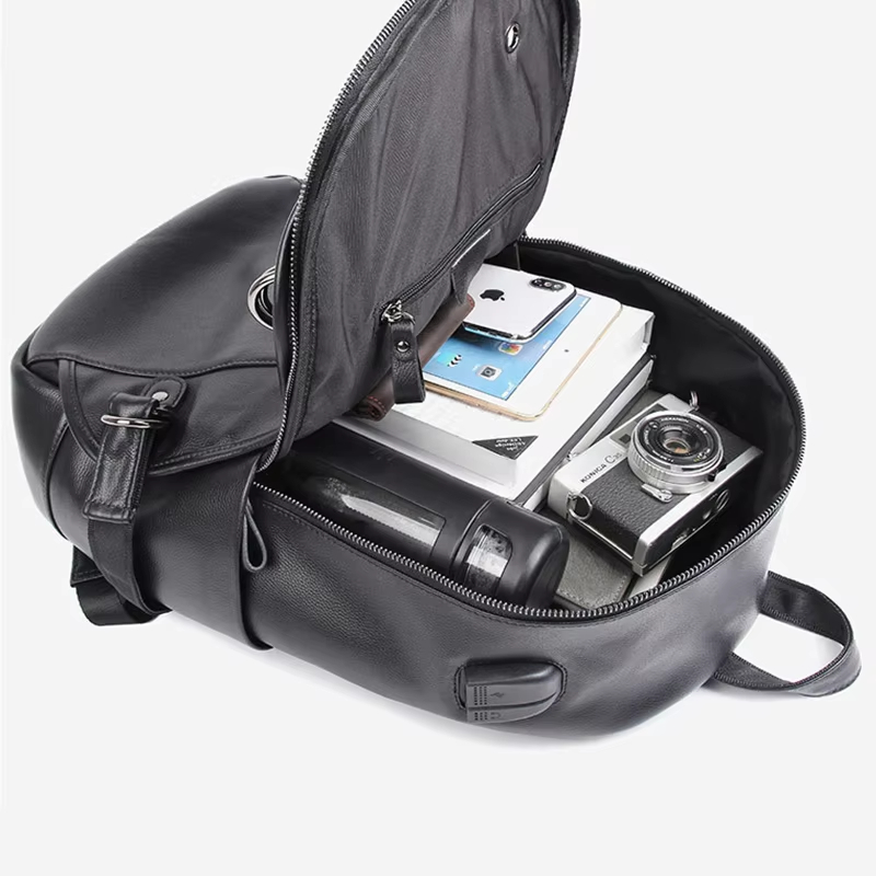 Black Leather Backpack