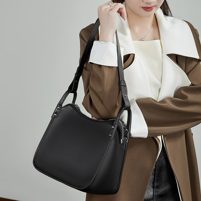 Classic Black Leather Tote