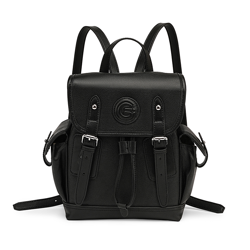 Classic Black Leather Backpack
