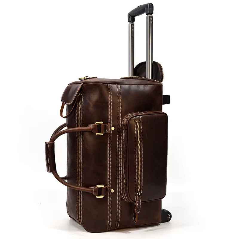 Leather Rolling Duffel Bag
