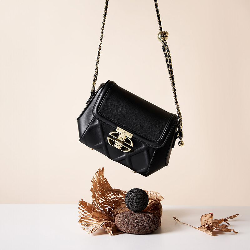 Quilted Black Leather Shoulder Bag