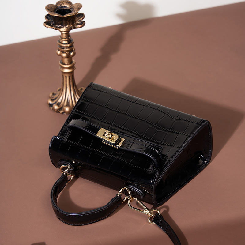 Croc-Embossed Leather Handbag