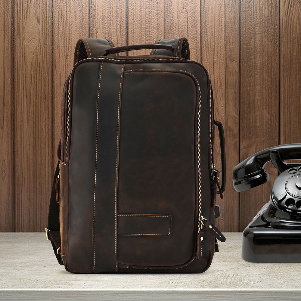 Leather Laptop Backpack