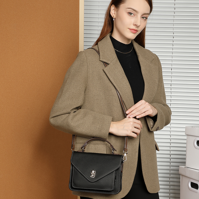 Classic Black Leather Handbag