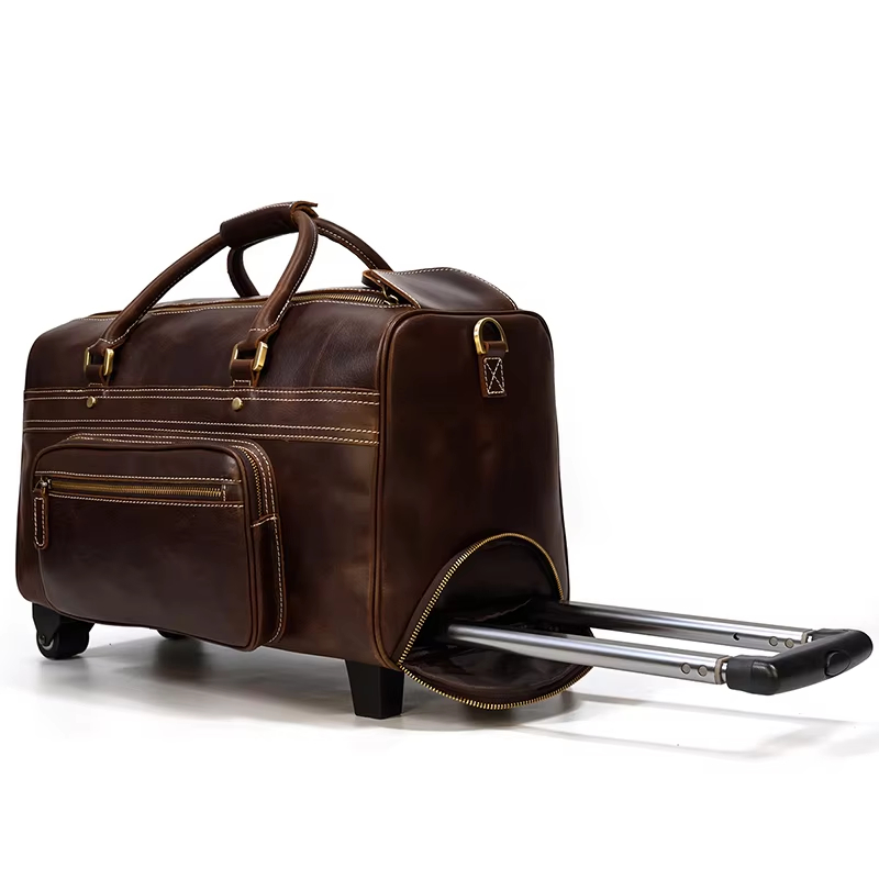Leather Rolling Duffel Bag