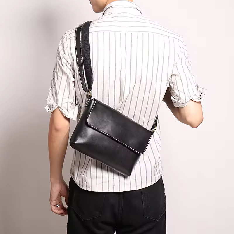 Black Leather Messenger Bag