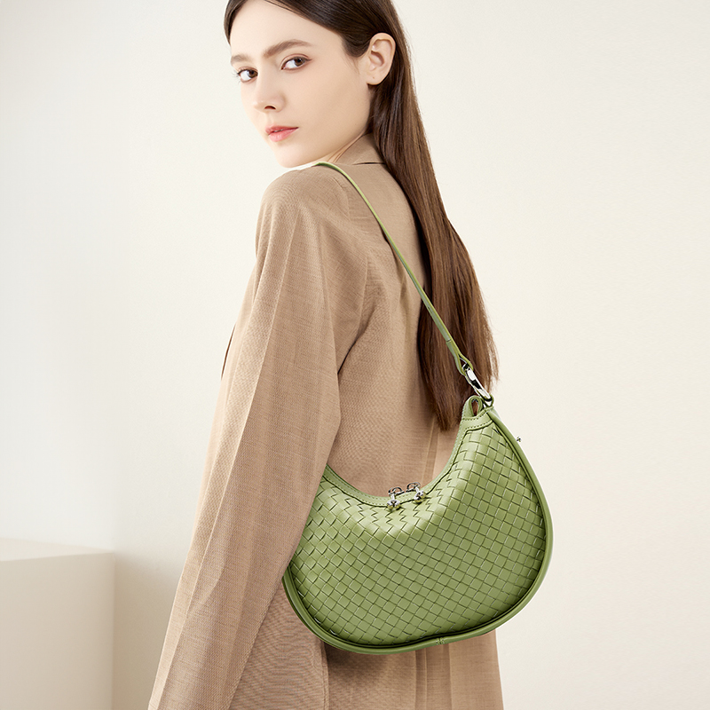 Green Woven Shoulder Bag