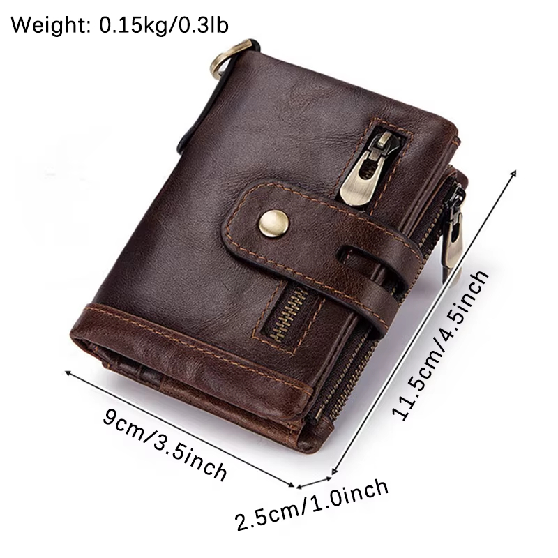 Leather Bifold Wallet with Chain