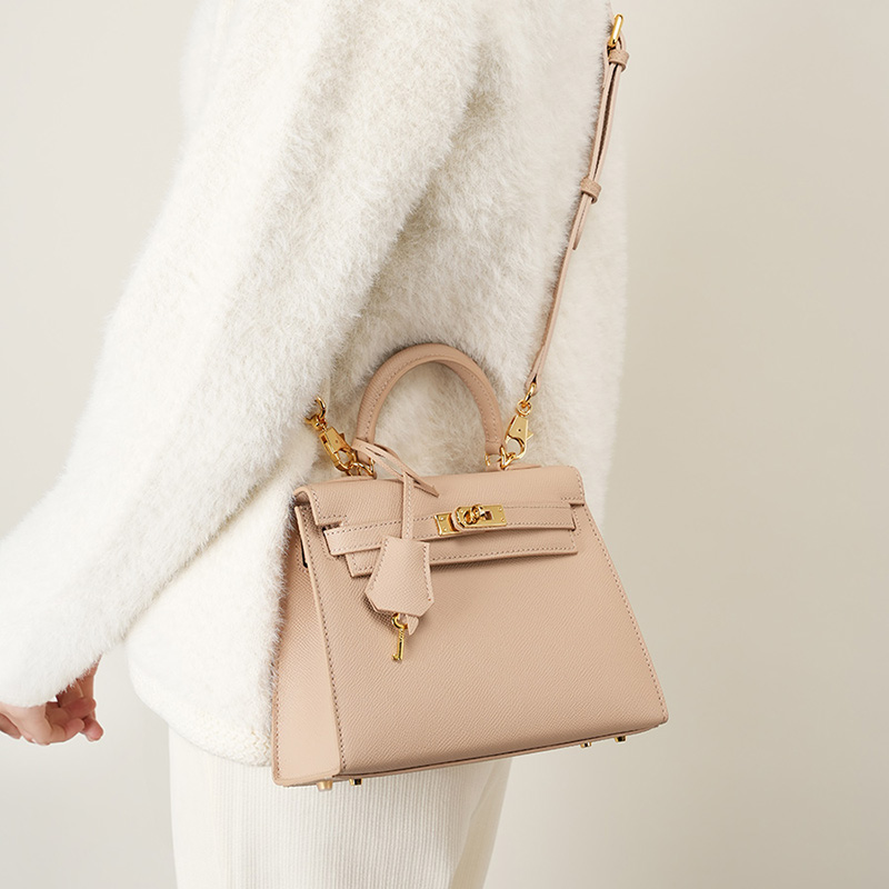 Beige Structured Handbag