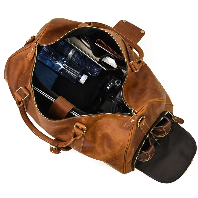 Leather Travel Duffel Bag
