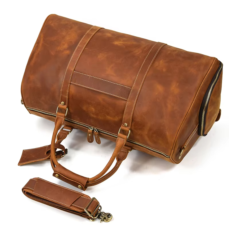 Leather Travel Duffel Bag