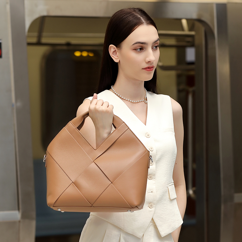 Geometric Leather Tote Bag