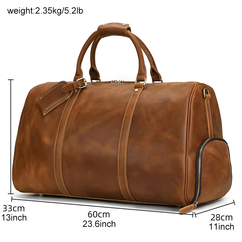 Leather Travel Duffel Bag