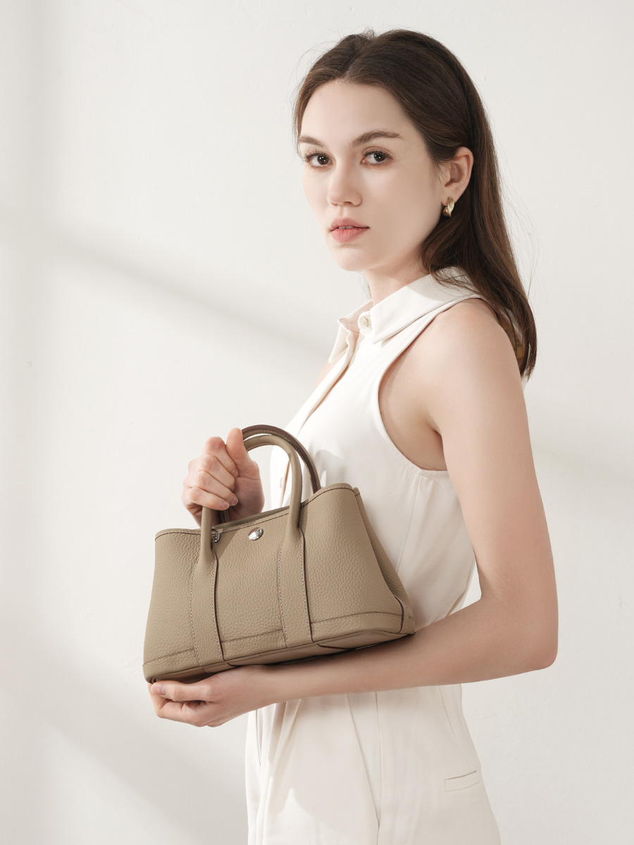 Taupe Leather Handbag