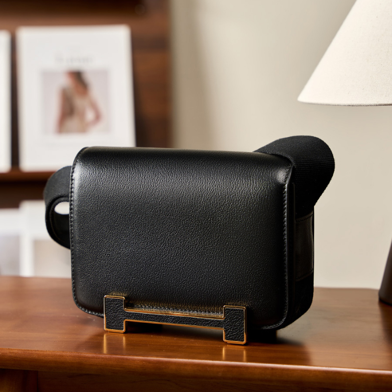 Classic Black Leather Crossbody Bag