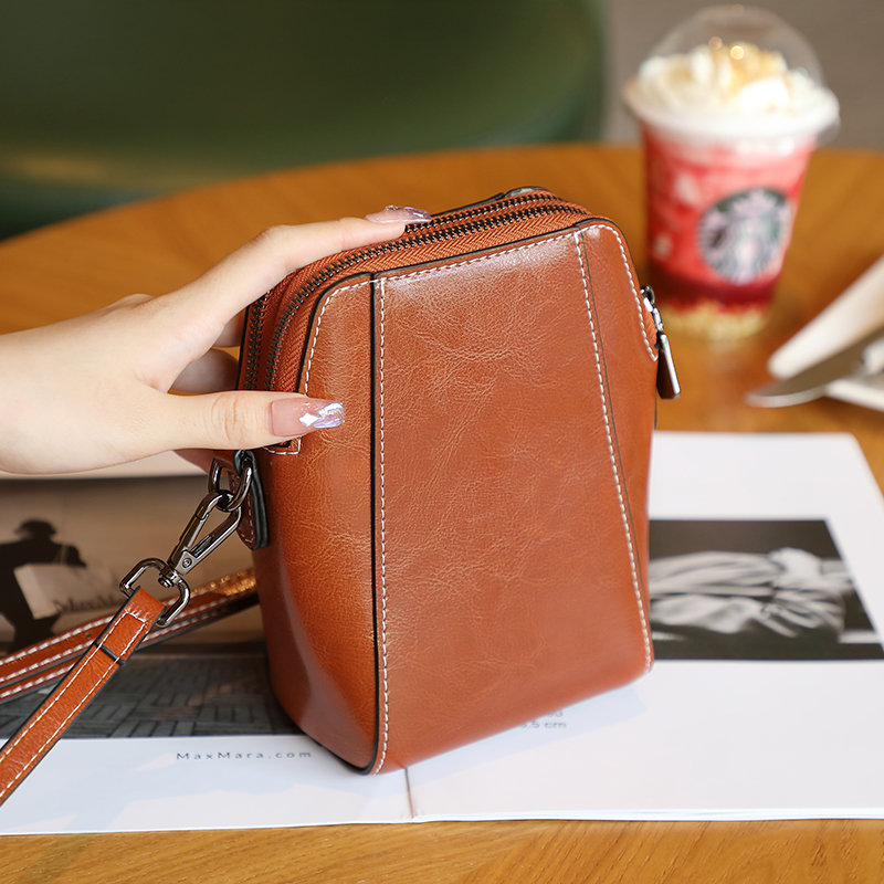 Vintage Brown Leather Crossbody Bag