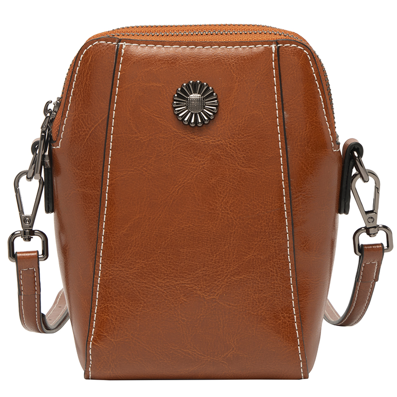 Vintage Brown Leather Crossbody Bag