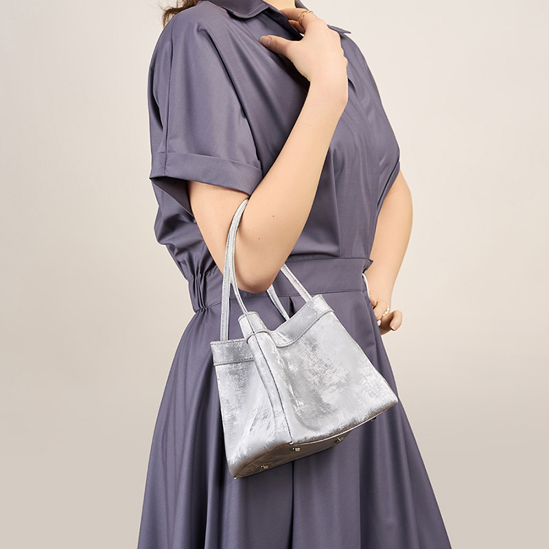 Silver Velvet Mini Tote