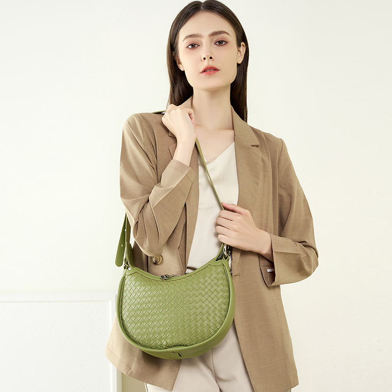 Green Woven Shoulder Bag