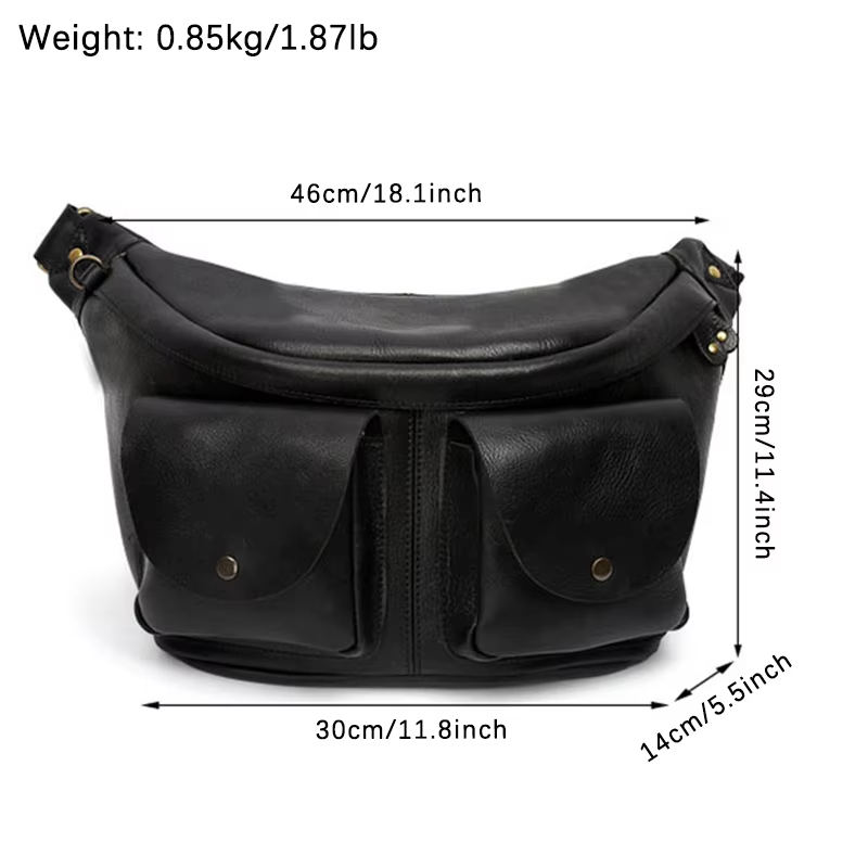 Black Leather Waist Bag
