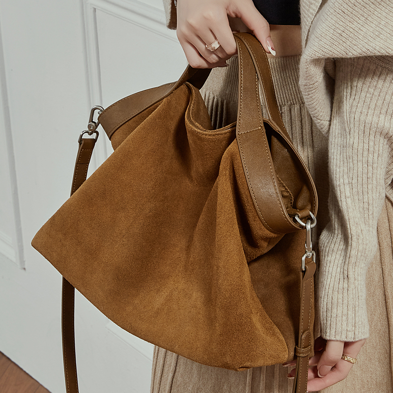 Brown Suede Tote Bag