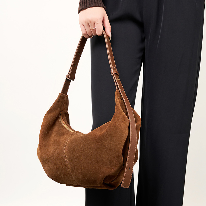 Brown Suede Shoulder Bag