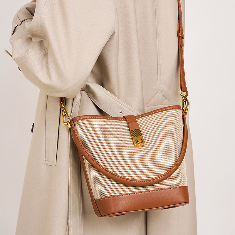 Canvas & Leather Bucket Bag