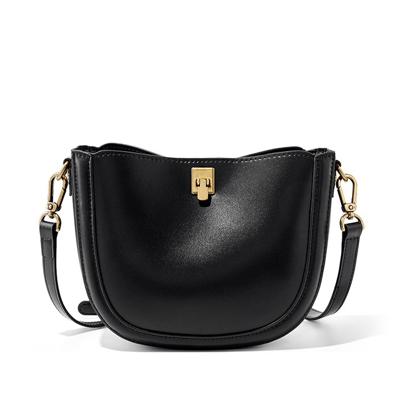 Sleek Black Leather Crossbody Bag