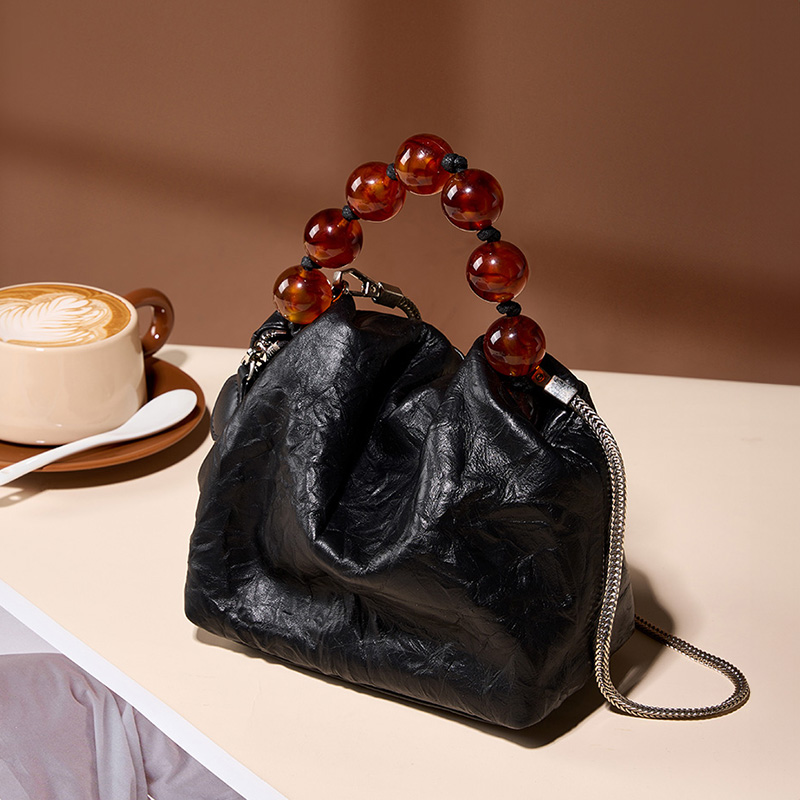 Textured Black Handbag