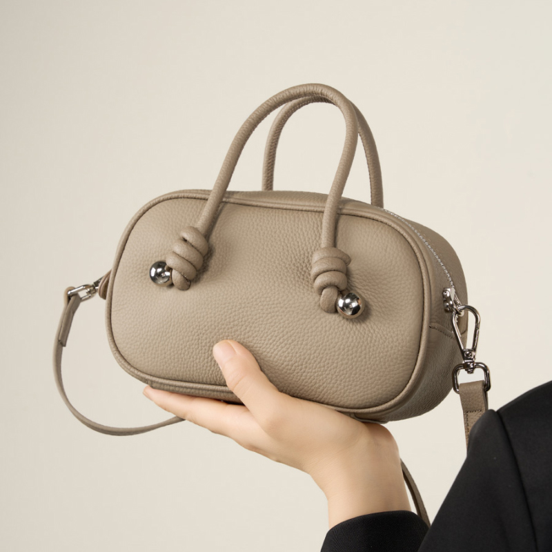 Mini Taupe Leather Crossbody Bag