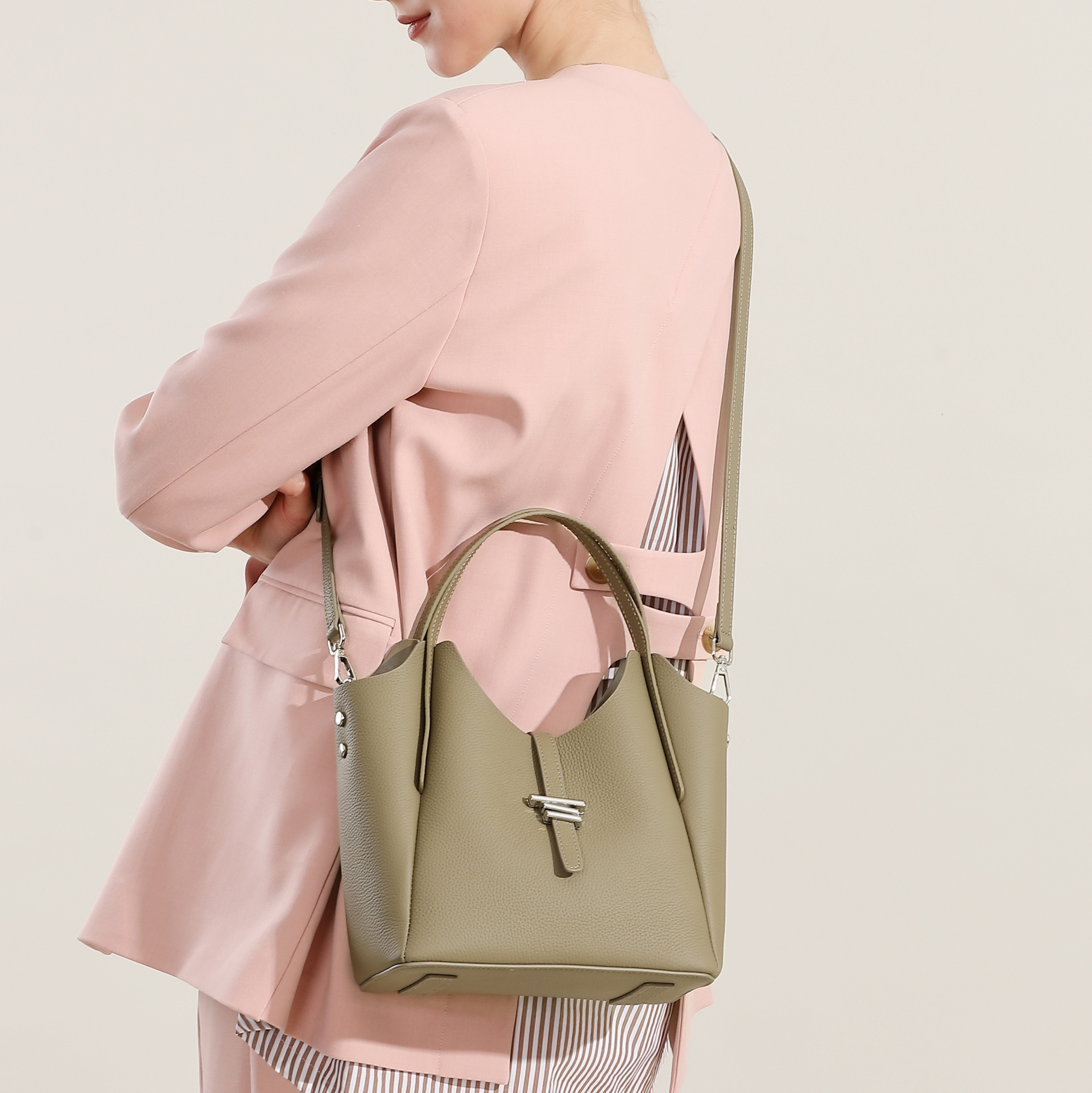 Olive Leather Shoulder Bag