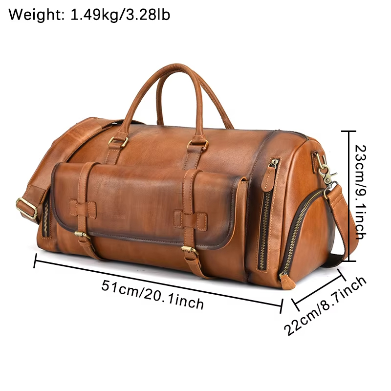 Leather Weekender Duffel Bag