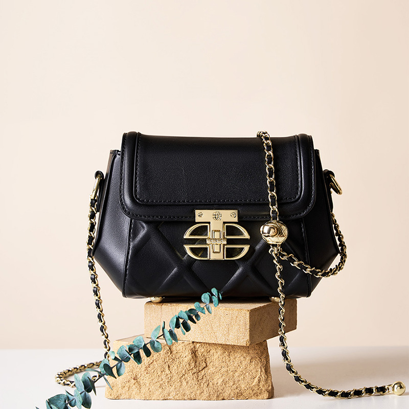 Quilted Black Leather Shoulder Bag